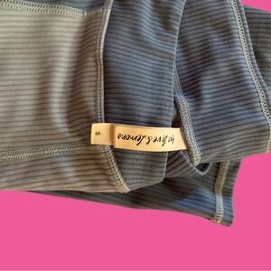 For Love and Lemons Ribbed High Waisted Bicolor Blue Workout Leggings